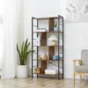 Bücherregal, Schmal Standregal Regal Mit 5 Ebenen, Büroregal Für Wohnzimmer, 77 X 30 X 57,5 Cm, Rustikales Braun