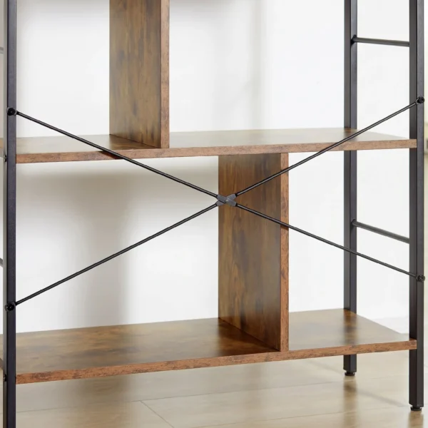 Bücherregal, Schmal Standregal Regal Mit 5 Ebenen, Büroregal Für Wohnzimmer, 77 X 30 X 57,5 Cm, Rustikales Braun