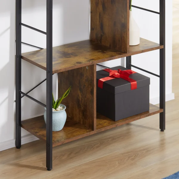 Bücherregal, Schmal Standregal Regal Mit 5 Ebenen, Büroregal Für Wohnzimmer, 77 X 30 X 57,5 Cm, Rustikales Braun