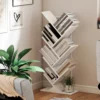 Bücherregal Standregal Mit 7 Ebenen Schmal Regal Im Baumform Für Büro, Rustikal Weiß
