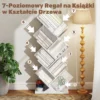 Bücherregal Standregal Mit 7 Ebenen Schmal Regal Im Baumform Für Büro, Rustikal Weiß