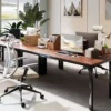 Bureau, Computertafel, Rustiek Ontwerp, Veel Ruimte, Spaanplaat, Bruin