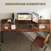 Bureau, Computertafel, Rustiek Ontwerp, Veel Ruimte, Spaanplaat, Bruin