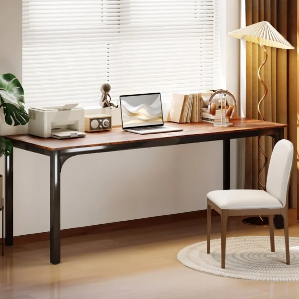 Bureau, Computertafel, Rustiek Ontwerp, Veel Ruimte, Spaanplaat, Bruin