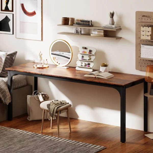 Bureau, Computertafel, Rustiek Ontwerp, Veel Ruimte, Spaanplaat, Bruin