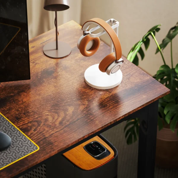 Bureau, Computertafel, Rustiek Ontwerp, Veel Ruimte, Spaanplaat, Bruin