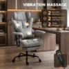 Bürostuhl Mit 6 Punkt Massage Und Wärme, Schreibtischstuhl Mit Fußstütze, Lendenstütze Und Breiter Sitzfläche, Grau