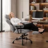 Bürostuhl Mit 6 Punkt Massage Und Wärme, Schreibtischstuhl Mit Fußstütze, Lendenstütze Und Breiter Sitzfläche, Grau