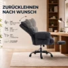 Bürostuhl Mit Verstellbarer Rückenlehne, Rollbarer Polsterstuhl, Polstersessel, Höhenverstellbar, Stahl, Dunkelgrau