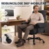Bürostuhl Mit Verstellbarer Rückenlehne, Rollbarer Polsterstuhl, Polstersessel, Höhenverstellbar, Stahl, Dunkelgrau