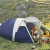 Campingzelt Für 3 4 Personen, Robust, Mit Tragetasche, 2 Öffnungen, Zubehör, Blau