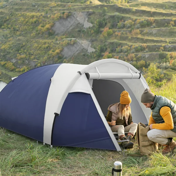 Campingzelt Für 3 4 Personen, Robust, Mit Tragetasche, 2 Öffnungen, Zubehör, Blau