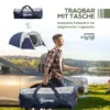 Campingzelt Für 3 4 Personen, Robust, Mit Tragetasche, 2 Öffnungen, Zubehör, Blau