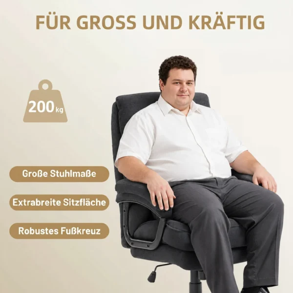 Chefsessel Ergonomisch Bürostuhl Bis 200 Kg Mit Samtoptik, Hoher Rückenlehne, Für Büro Und Homeoffice Schwarz