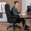 Chefsessel Ergonomisch Bürostuhl Bis 200 Kg Mit Samtoptik, Hoher Rückenlehne, Für Büro Und Homeoffice Schwarz