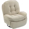 Chenille Relaxsessel, Manuell Verstellbar, 360° Dreh Und Wippsessel Mit Breitem Sitz, Hoher Rückenlehne, Cremeweiß