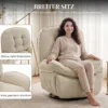 Chenille Relaxsessel, Manuell Verstellbar, 360° Dreh Und Wippsessel Mit Breitem Sitz, Hoher Rückenlehne, Cremeweiß