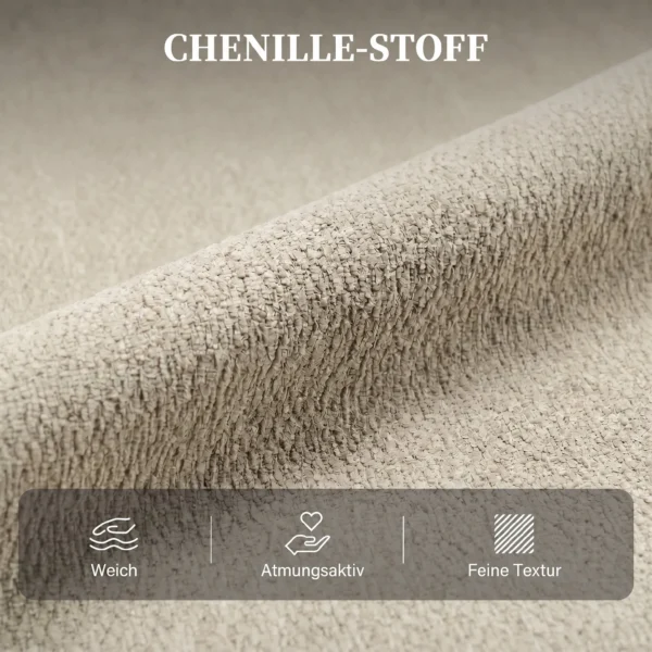 Chenille Relaxsessel, Manuell Verstellbar, 360° Dreh Und Wippsessel Mit Breitem Sitz, Hoher Rückenlehne, Cremeweiß
