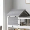Childkrötenhaus Aus Holz Schildkrötengehege Mit Zwei Haupthäusern Aufklappbarem Oberseite Lampenhalter Grau
