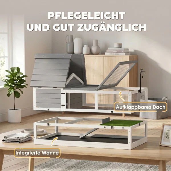 Childkrötenhaus Aus Holz Schildkrötengehege Mit Zwei Haupthäusern Aufklappbarem Oberseite Lampenhalter Grau