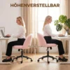 Draaibare Bureaustoel Van Teddyfleece, In Hoogte Verstelbaar, Met Wielen, Comfortschuim, Roze