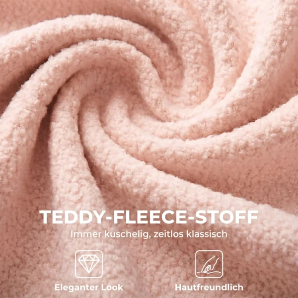Draaibare Bureaustoel Van Teddyfleece, In Hoogte Verstelbaar, Met Wielen, Comfortschuim, Roze
