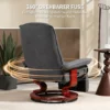 Drehbarer Relaxsessel, Leinenoptik, Manuell Verstellbarer Sessel Mit Holzfuß, Fußstütze, Hohe Rückenlehne, Grau