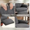 Drehbarer Relaxsessel, Leinenoptik, Manuell Verstellbarer Sessel Mit Holzfuß, Fußstütze, Hohe Rückenlehne, Grau