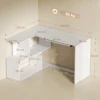Eckschreibtisch, Computertisch Mit Tastaturauszug Und Offenen Ablagen, Weißer Holz Look