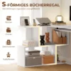 Eckschreibtisch, Computertisch Mit Tastaturauszug Und Offenen Ablagen, Weißer Holz Look