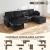 Ecksofa 4 Sitzer U Form Sofa Mit Stauraum Ottomane, 306 Cm Eckcouch Mit Cord Optik, 4 Kissen, Für Wohnzimmer