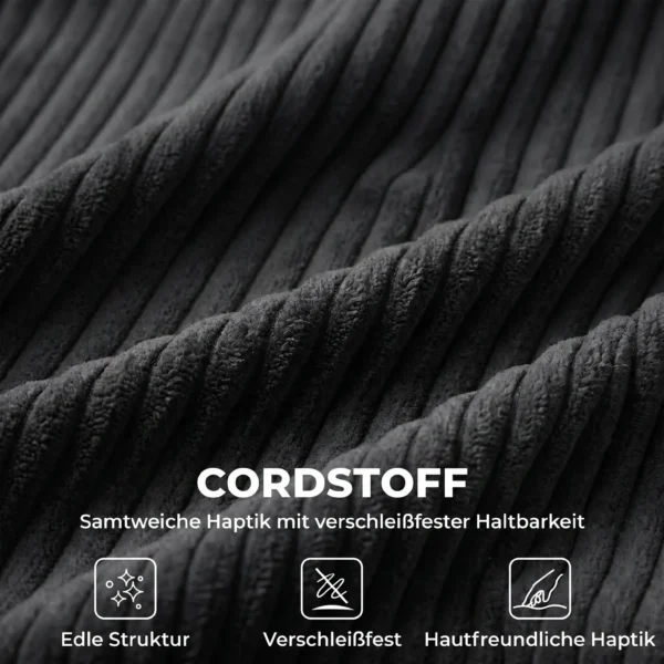 Ecksofa 4 Sitzer U Form Sofa Mit Stauraum Ottomane, 306 Cm Eckcouch Mit Cord Optik, 4 Kissen, Für Wohnzimmer
