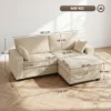 Ecksofa Mit Stauraum Ottomane, Cord, 3 Sitzer L Form Sofa Mit Federpolsterung, Breite Sitzfläche, Beige