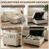 Ecksofa Mit Stauraum Ottomane, Cord, 3 Sitzer L Form Sofa Mit Federpolsterung, Breite Sitzfläche, Beige