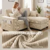 Ecksofa Mit Stauraum Ottomane, Cord, 3 Sitzer L Form Sofa Mit Federpolsterung, Breite Sitzfläche, Beige