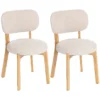 Eetkamerstoelen Set Van 2, Keukenstoel Met Brede Zitting, Gebogen Rugleuning, Voor Woonkamer, Eetkamer, Crème