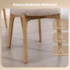 Eetkamerstoelen Set Van 2, Keukenstoel Met Brede Zitting, Gebogen Rugleuning, Voor Woonkamer, Eetkamer, Crème