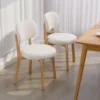 Eetkamerstoelen Set Van 2, Keukenstoel Met Brede Zitting, Gebogen Rugleuning, Voor Woonkamer, Eetkamer, Crème