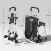 Einkaufstrolley, 40 L Oxford Tasche, 3 Rad Design, Aluminiumrahmen, Sitz, Duneklgrau
