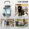 Einkaufstrolley, 40 L Oxford Tasche, 3 Rad Design, Aluminiumrahmen, Sitz, Duneklgrau