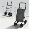 Einkaufstrolley, 46 Liter Tasche, Faltbarer Einkaufswagen Mit Kühltasche, Verstellbarer Griff, Aluminiumrahmen, Dunkelgrau