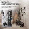 Einkaufstrolley, 46 Liter Tasche, Faltbarer Einkaufswagen Mit Kühltasche, Verstellbarer Griff, Aluminiumrahmen, Dunkelgrau