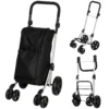Einkaufstrolley, 46 Liter Tasche, Faltbarer Einkaufswagen Mit Kühltasche, Verstellbarer Griff, Aluminiumrahmen, Schwarz