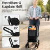 Einkaufstrolley, 46 Liter Tasche, Faltbarer Einkaufswagen Mit Kühltasche, Verstellbarer Griff, Aluminiumrahmen, Schwarz