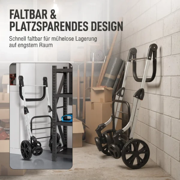 Einkaufstrolley, 46 Liter Tasche, Faltbarer Einkaufswagen Mit Kühltasche, Verstellbarer Griff, Aluminiumrahmen, Schwarz