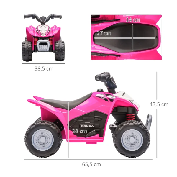 Elektro Kinderquad, LED Licht, Hupe, Breite Reifen, Bequemer Sitz, Rutschfeste Griffe, Rosa