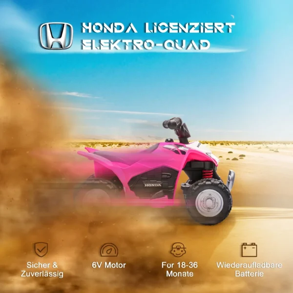 Elektro Kinderquad, LED Licht, Hupe, Breite Reifen, Bequemer Sitz, Rutschfeste Griffe, Rosa