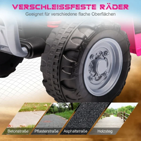 Elektro Kinderquad, LED Licht, Hupe, Breite Reifen, Bequemer Sitz, Rutschfeste Griffe, Rosa