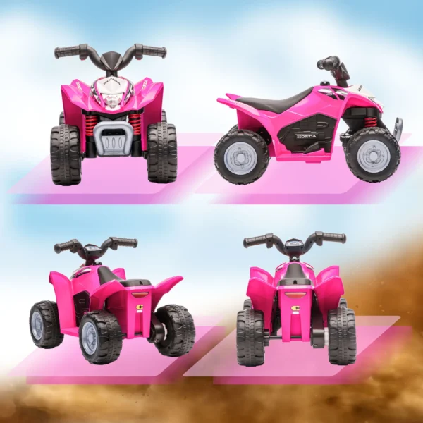 Elektro Kinderquad, LED Licht, Hupe, Breite Reifen, Bequemer Sitz, Rutschfeste Griffe, Rosa