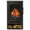 Elektrokamin Mit Heizung, Elektrischer Kamin Mit LED Flammeneffekt, 1000 W/2000 W Dekokamin Mit Thermostat, Elektrisch Kaminfeuer Kaminofen, Schwarz